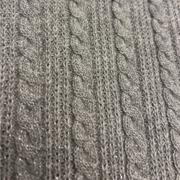 Talbots Plus Metallic Allover Cable Knit Crewneck Sweater - Picture 6 of 10